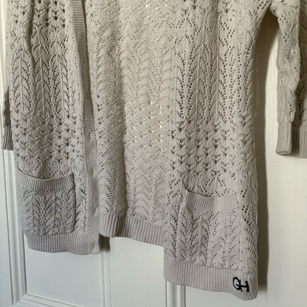 Gilly Hicks Cardigan Sweater with Open Knit Design - Picture 3 of 7